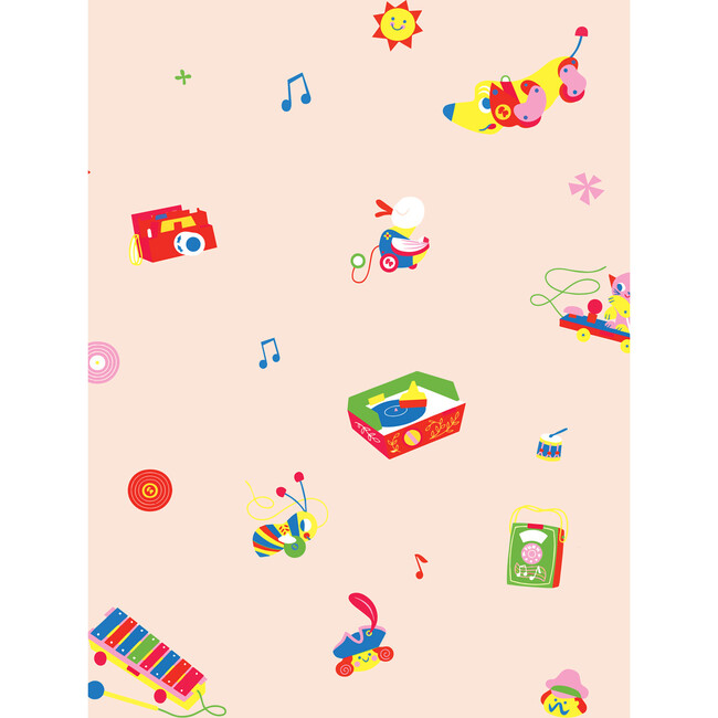 Fisher Price Toy Toss Spaced Traditional Wallpaper, Peach