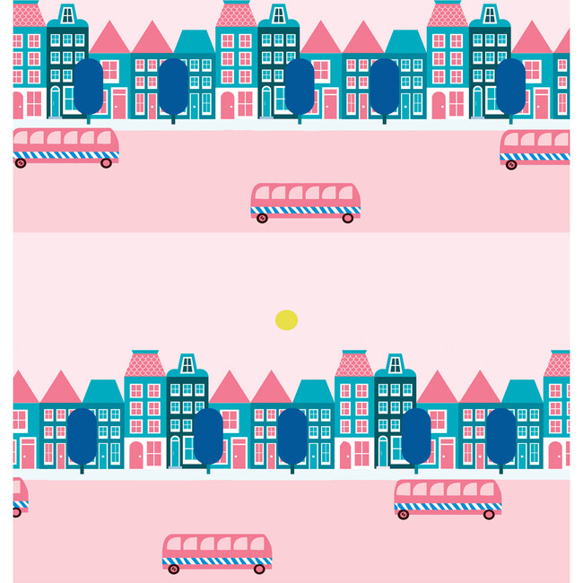 Fisher Price Bus Route Traditional Wallpaper, Pink - Wallpaper - 3