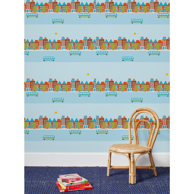 Fisher Price Bus Route Traditional Wallpaper, Blue - Wallpaper - 2