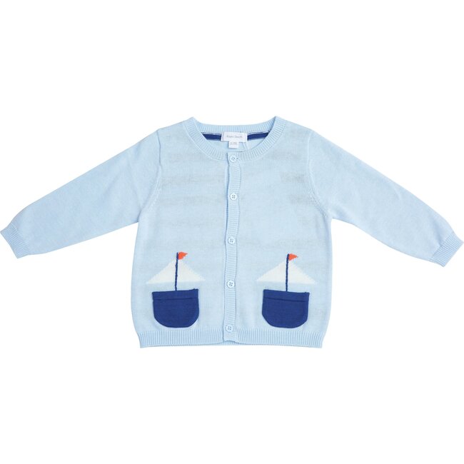 Boat Knit Cardigan, Blue - Angel Dear Tops | Maisonette