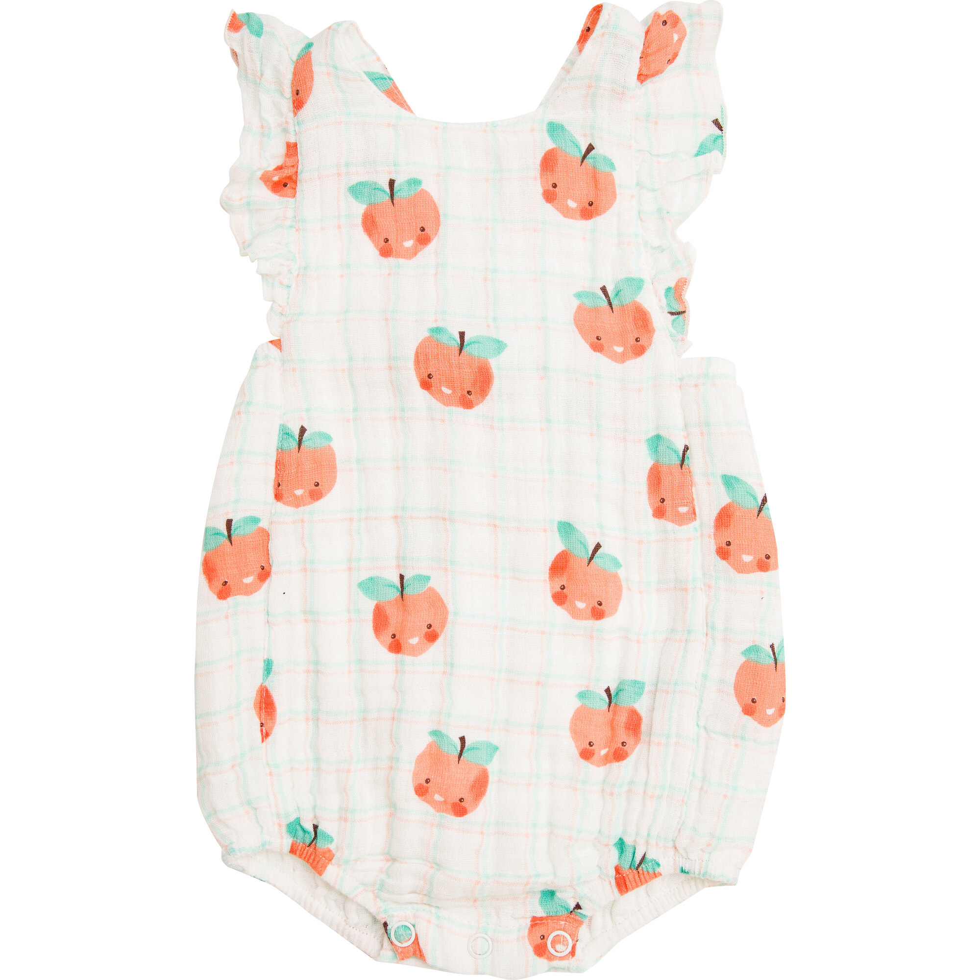 Plaid Peaches Sunsuit Tropical Peach Angel Dear Rompers