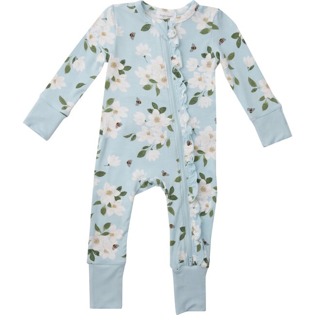Magnolia Zipper Romper, Blue - Rompers - 1