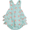 Petite Rose Muslin Ruffle Sunsuit, Blue - Rompers - 1 - thumbnail