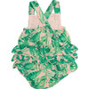Tropical Leaves, Pink Ruffle Sunsuit, Pink - Rompers - 2