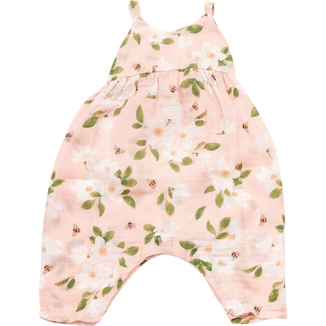 Magnolia Muslin Tie Back Romper, Pink - Rompers - 1