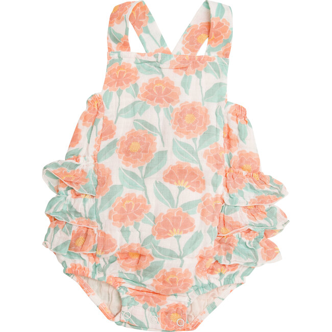 Marigold Garden Ruffle Sunsuit, Orange Multi