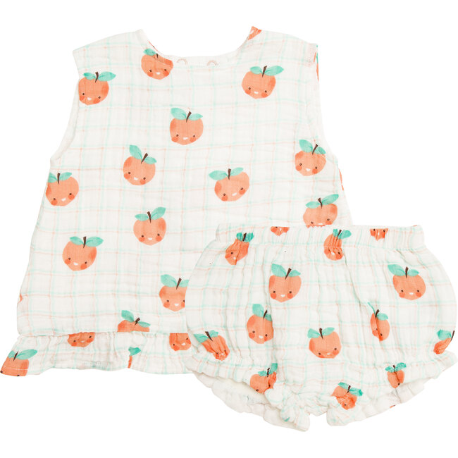 Plaid Peaches Ruffle Top and Bloomer, Tropical Peach - Mixed Apparel Set - 1