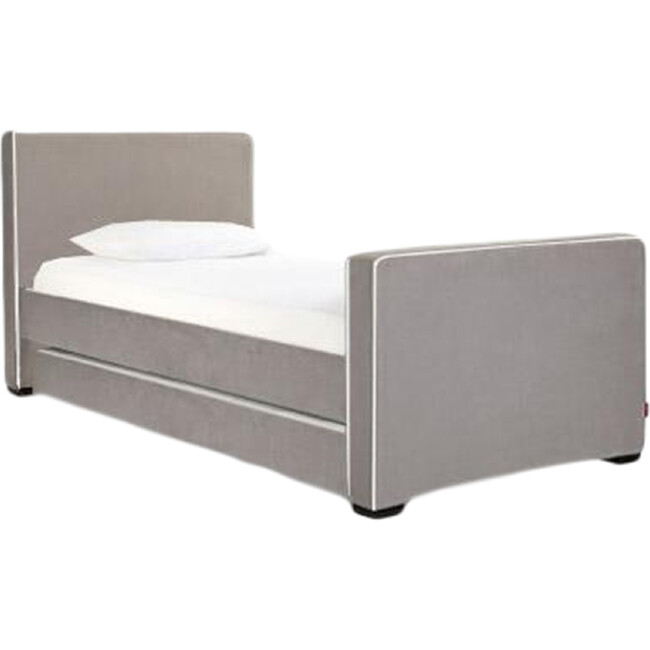 Dorma High Headboard Trundle Bed, Smoke Linen & Walnut Frame - Beds - 1