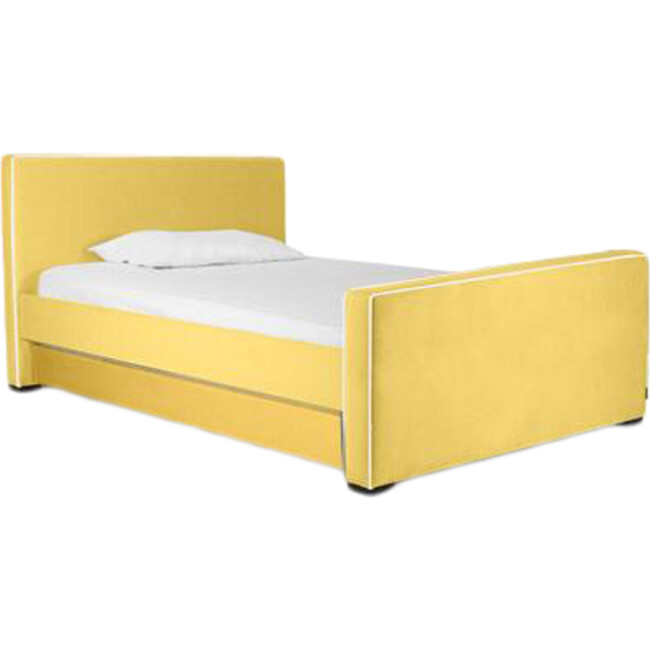 Dorma High Headboard Trundle Bed, Yellow Microfiber & Walnut Frame - Beds - 2
