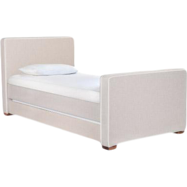 Dorma High Headboard Trundle Bed, Oatmeal Wool & Walnut Frame - Beds - 1