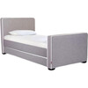 Dorma High Headboard Trundle Bed, Pebble Grey Microfiber & Walnut Frame - Beds - 1 - thumbnail