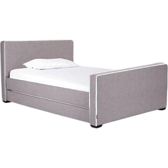 Dorma High Headboard Trundle Bed, Pebble Grey Microfiber & Walnut Frame - Beds - 2