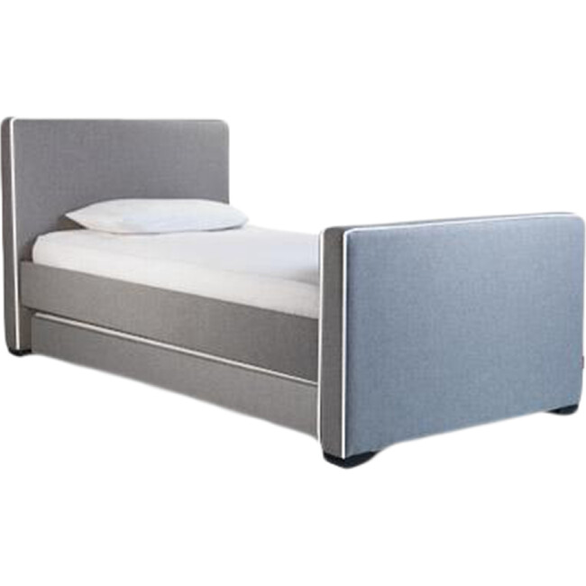 Dorma High Headboard Trundle Bed, Heather Grey Microfiber & Walnut Frame