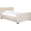 Dorma High Headboard Trundle Bed, Sand Microfiber & Walnut Frame - Beds - 2 - thumbnail