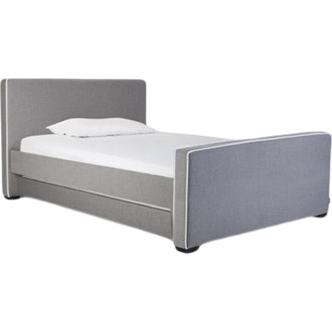 Dorma High Headboard Trundle Bed, Heather Grey Microfiber & Walnut Frame - Beds - 2