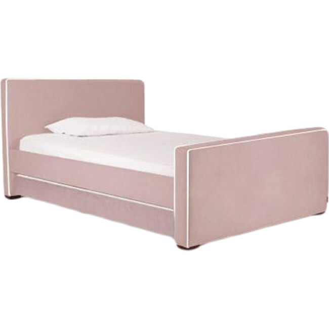 Dorma High Headboard Trundle Bed, Blush Linen & Walnut Frame - Beds - 2