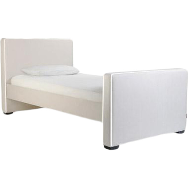 Dorma High Headboard Bed, Stone Microsuede & Walnut Frame - Beds - 1