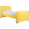 Dorma High Headboard Bed, Yellow Microfiber & Walnut Frame - Beds - 1 - thumbnail