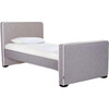 Dorma High Headboard Bed, Pebble Grey Microfiber & Walnut Frame - Beds - 1 - thumbnail