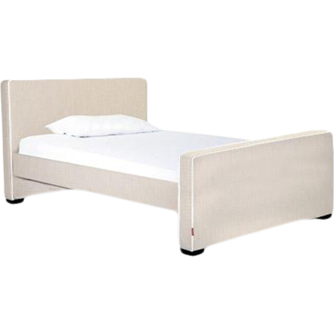 Dorma High Headboard Bed, Sand Microfiber & Walnut Frame - Beds - 2