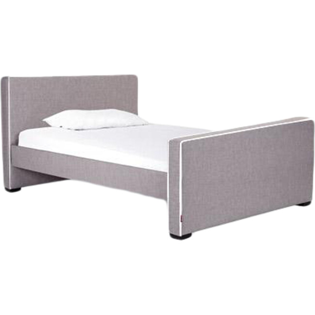 Dorma High Headboard Bed, Pebble Grey Microfiber & Walnut Frame - Beds - 2