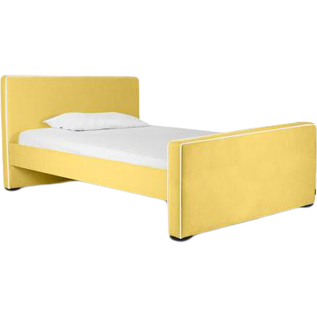 Dorma High Headboard Bed, Yellow Microfiber & Walnut Frame - Beds - 2
