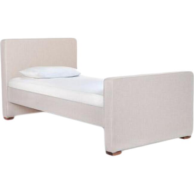 Dorma High Headboard Bed, Oatmeal Wool & Walnut Frame