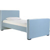 Dorma High Headboard Bed, Light Blue Microfiber & Walnut Frame - Beds - 1 - thumbnail