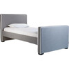 Dorma High Headboard Bed, Heather Grey Microfiber & Walnut Frame - Beds - 1 - thumbnail
