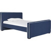 Dorma High Headboard Bed, Navy Microfiber & Walnut Frame - Beds - 2