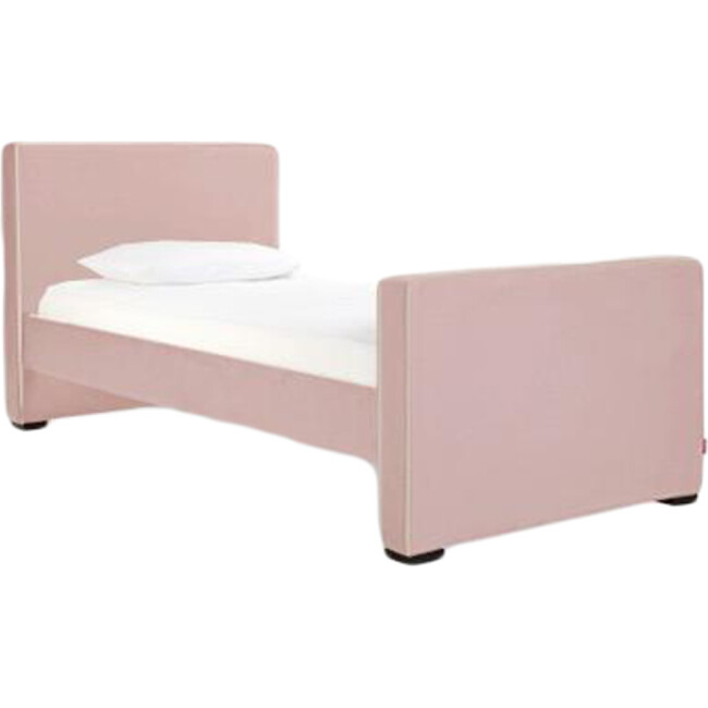 Dorma High Headboard Bed, Blush Linen & Walnut Frame - Beds - 1