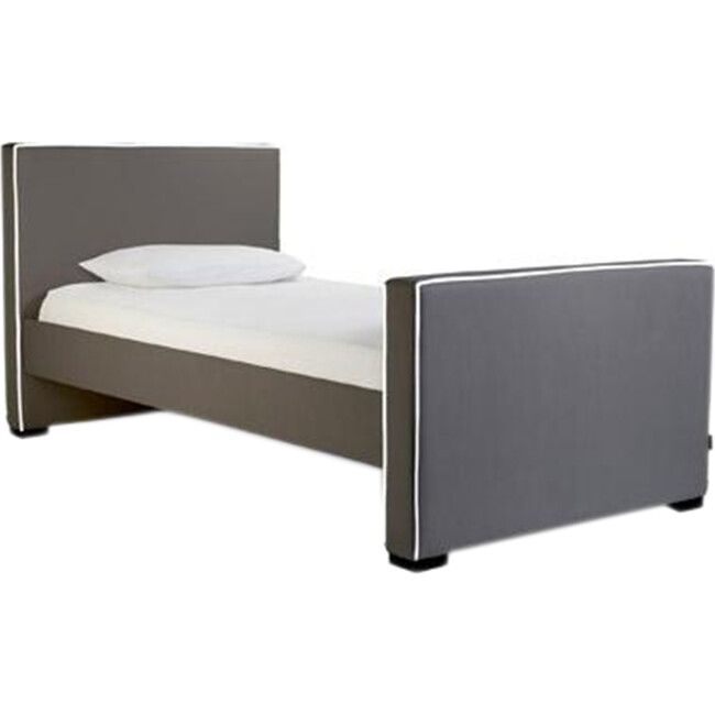 Dorma High Headboard Bed, Charcoal Microsuede & Walnut Frame - Beds - 1
