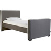Dorma High Headboard Bed, Charcoal Microsuede & Walnut Frame - Beds - 1 - thumbnail