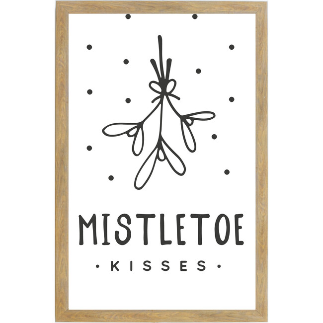 Mistletoes Kisses Sign, Farmhouse Brown Frame