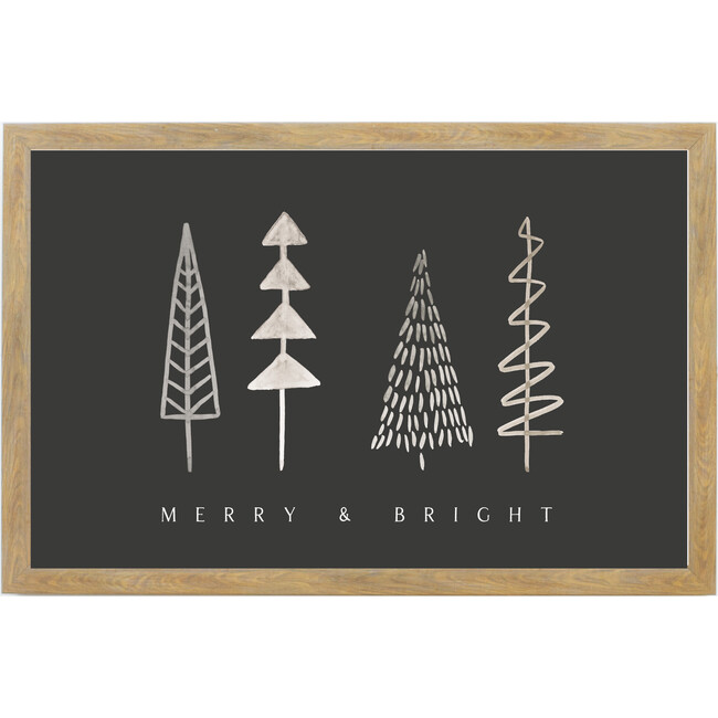 Merry & Bright Trees Sign, Farmhouse Brown Frame
