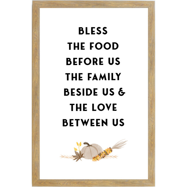 Bless the Food Sign, Farmhouse Brown Frame