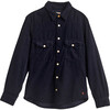 PEI Velvet Shirt, Navy - Shirts - 1 - thumbnail