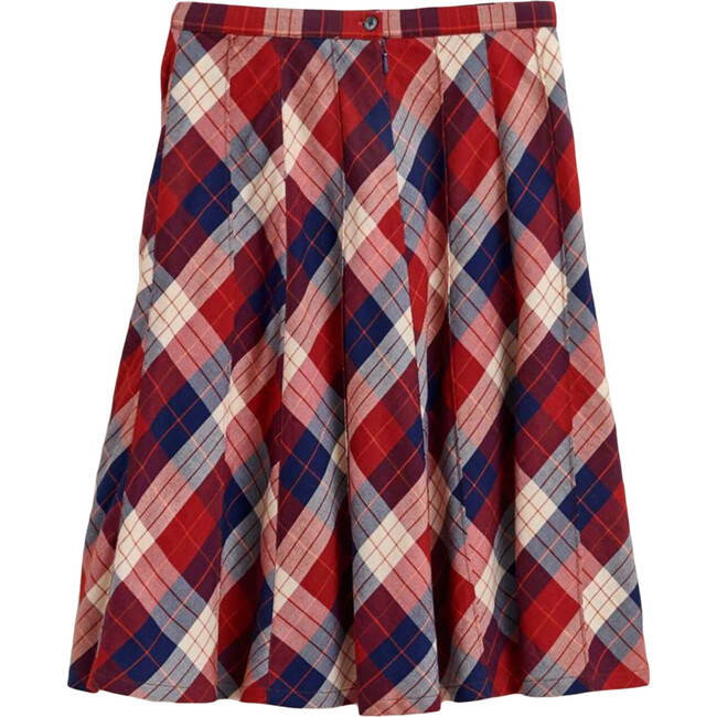 Ines Plaid Skirt, Red - Dresses - 3