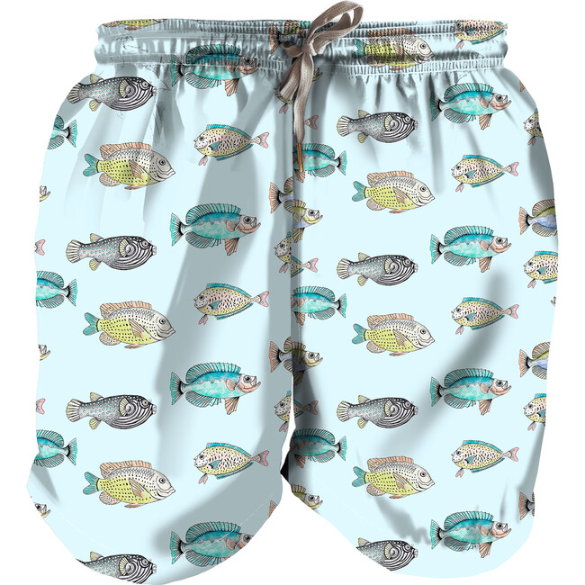 Blue Scales Boys Shorts, Blue - Swim Trunks - 1