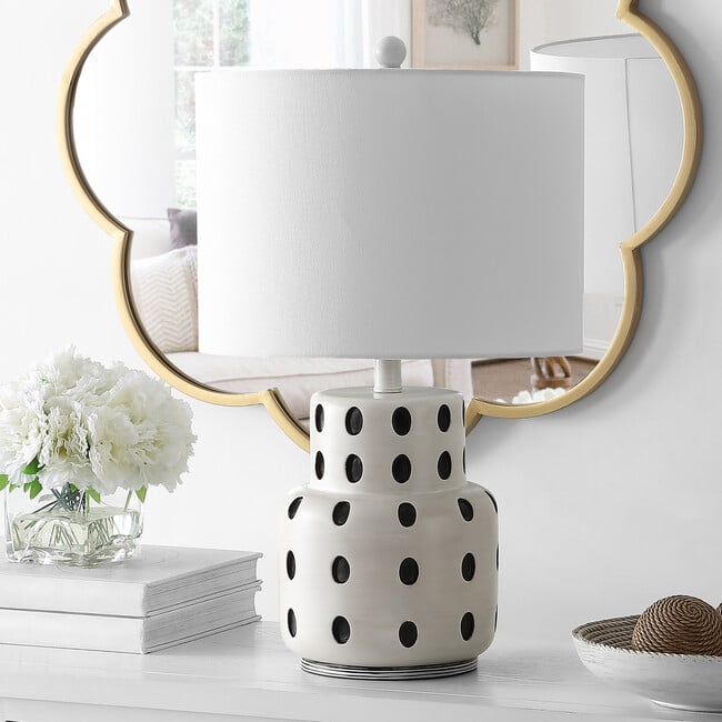 Kencia Table Lamp, Black Polka-Dot - Lighting - 2