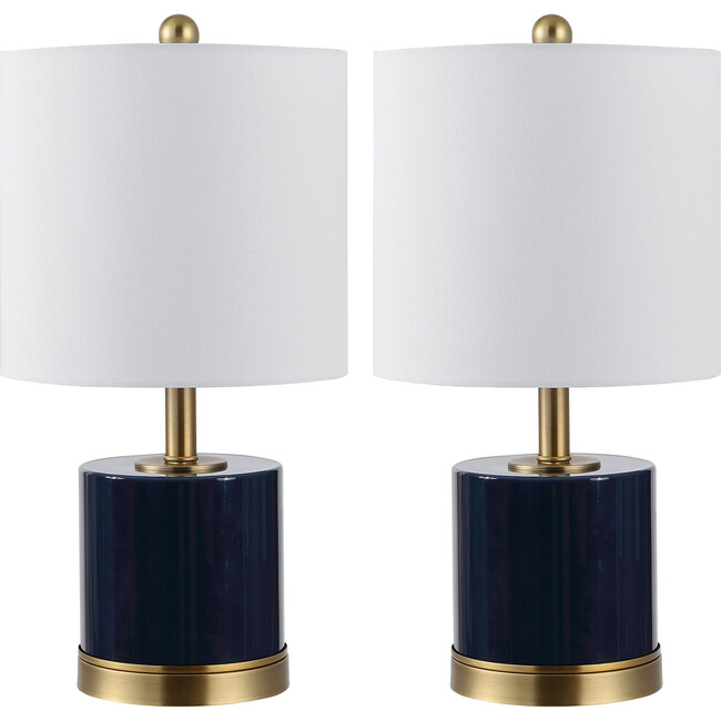 Set of 2 Jayce Glass Table Lamps, Navy