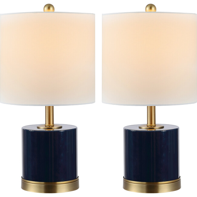 Set of 2 Jayce Glass Table Lamps, Navy - Lighting - 4