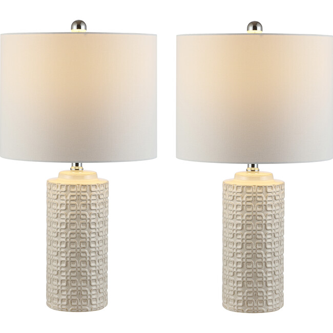 Set of 2 Artef Ceramic Table Lamps, Cream - Lighting - 4