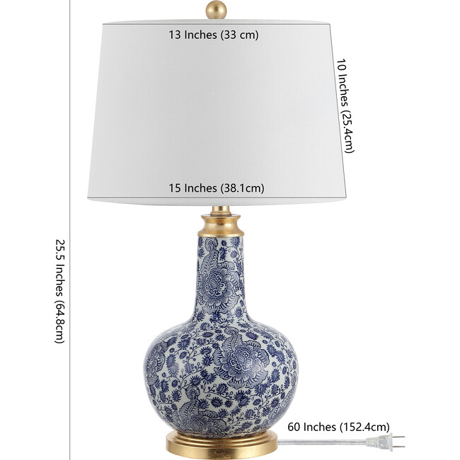 Leia Ceramic Table Lamp, Blue/White - Lighting - 4