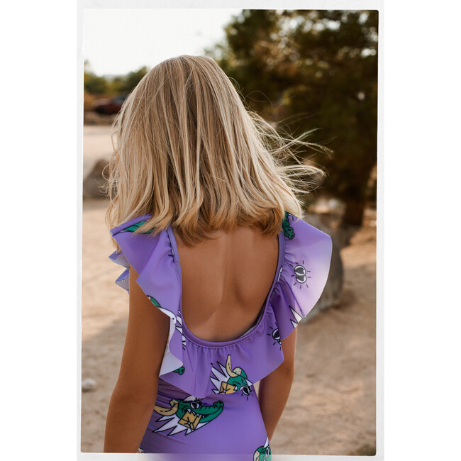 Puff Collar Swimsuit Golden Gator Purple - One Pieces - 4