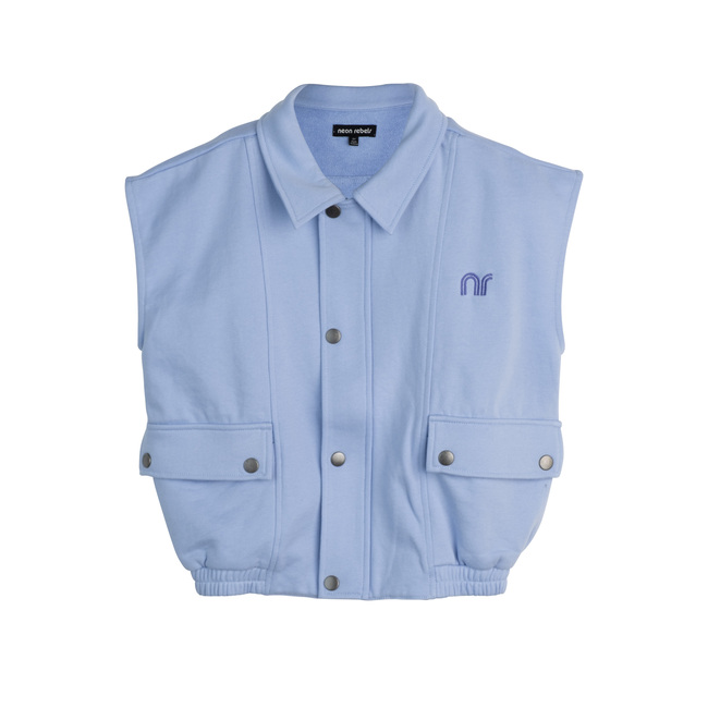Kelly Sweatshirt Vest, Xenon Blue With Rainbow Embroidery