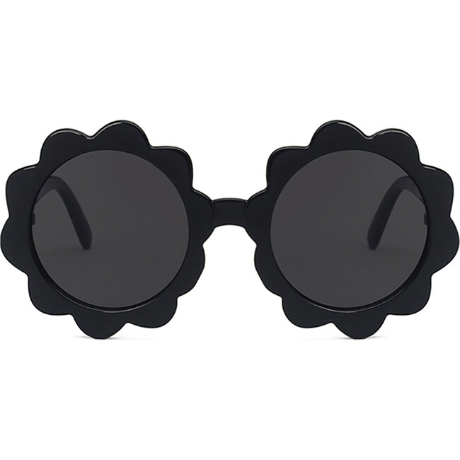Round Sunburst Sunglasses, Black - Sunglasses - 1
