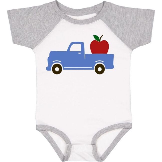 Apple Truck S/S Bodysuit, White/Heather - Onesies - 1