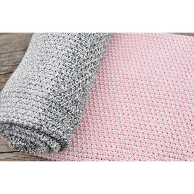 Vena Throw Blanket, Pink/Grey - Throws - 5
