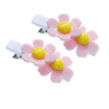 Double Daisy Alligator Clips, Light Pink and White - Hair Accessories - 1 - thumbnail